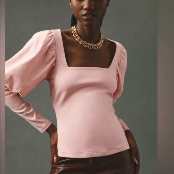 NWT Maeve Small by Anthropologie puff / mutton long sleeve top in white! - Picture 1 of 5